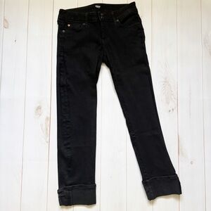 Hudson Straight Leg Cuffed Black Jeans